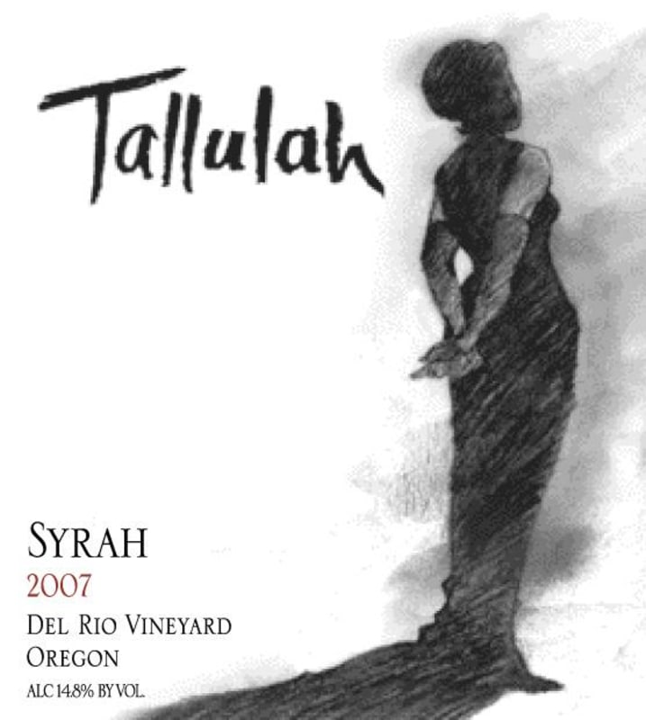 Tallulah Wines Syrah 2007 Front Label
