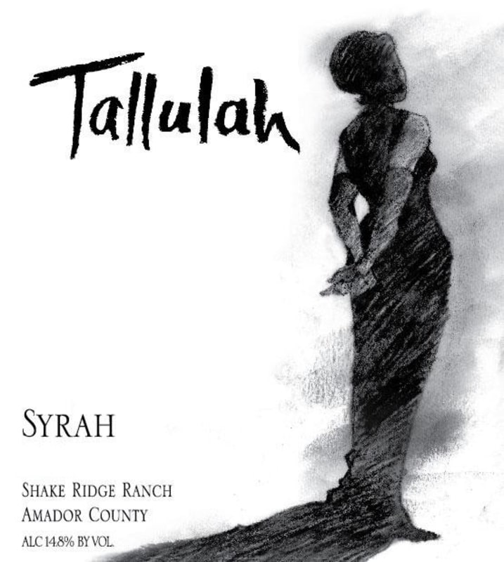 Tallulah Wines Shake Ridge Ranch Syrah 2011 Front Label