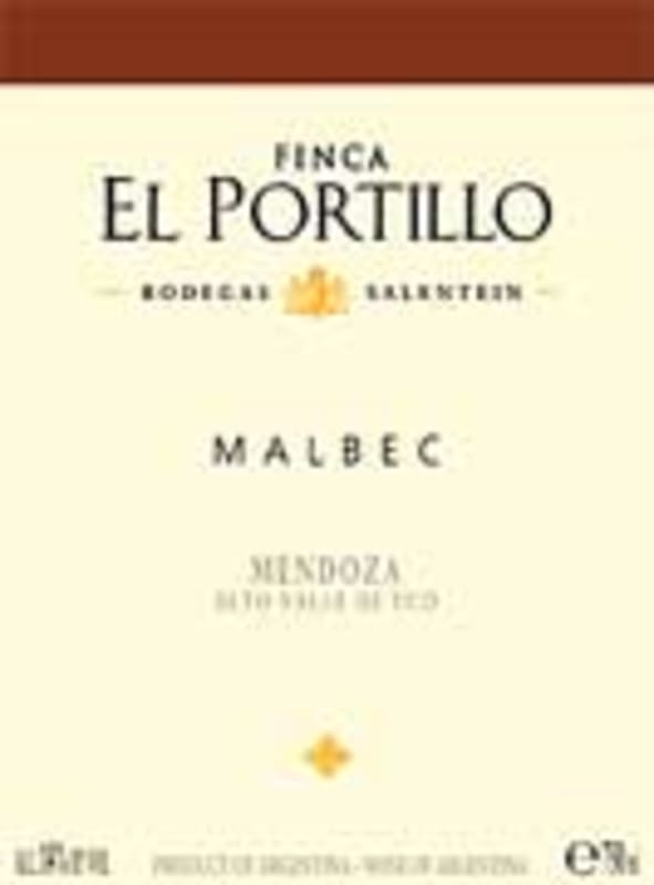 Portillo Malbec 2001 Front Label