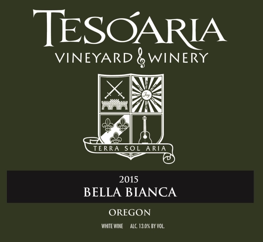 Tesoaria Vineyard & Winery Bella Bianca 2015 Front Label