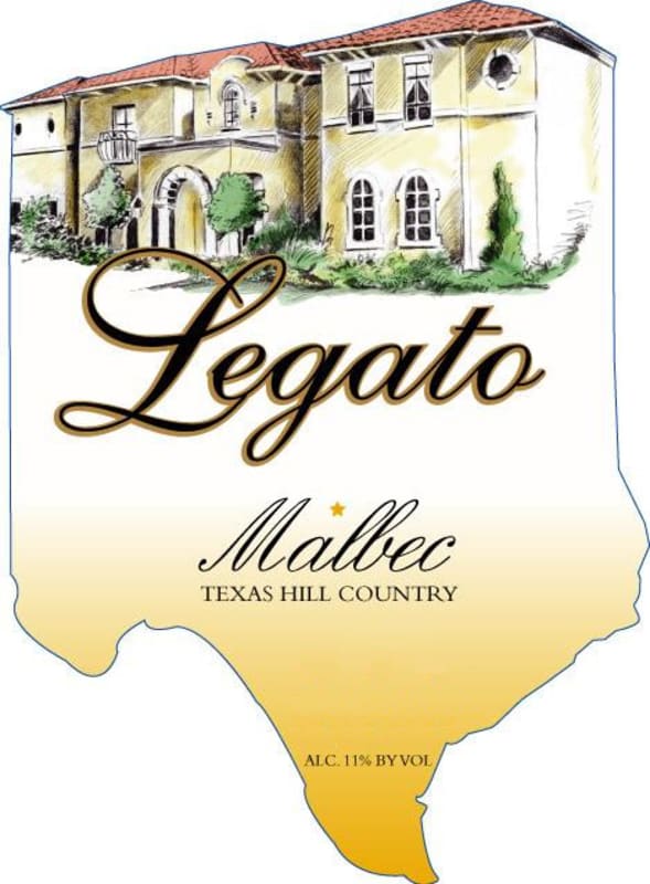 Texas Legato Malbec 2012 Front Label