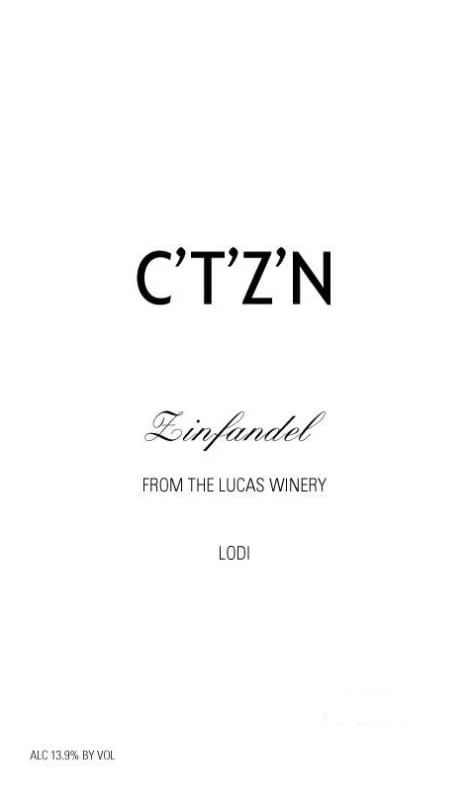The Lucas Winery, CA CTZN Zinfandel 2013 Front Label