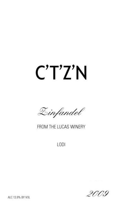 The Lucas Winery, CA CTZN Zinfandel 2009 Front Label