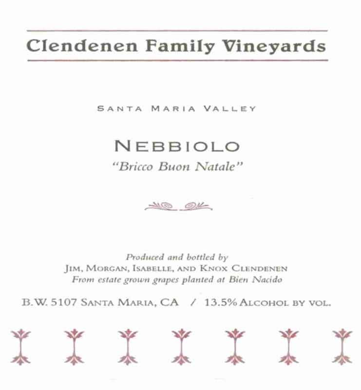 Au Bon Climat Clendenen Family Vineyards Bricco Buon Natale Nebbiolo 2005 Front Label