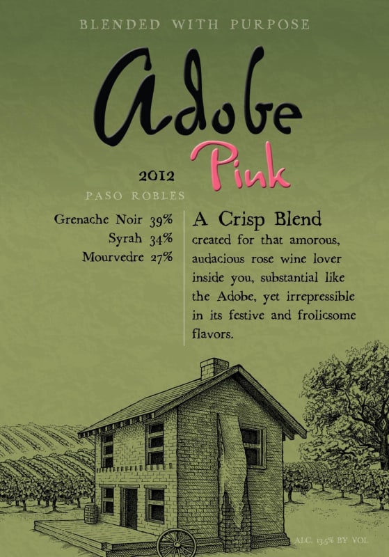 Clayhouse Adobe Pink 2012 Front Label