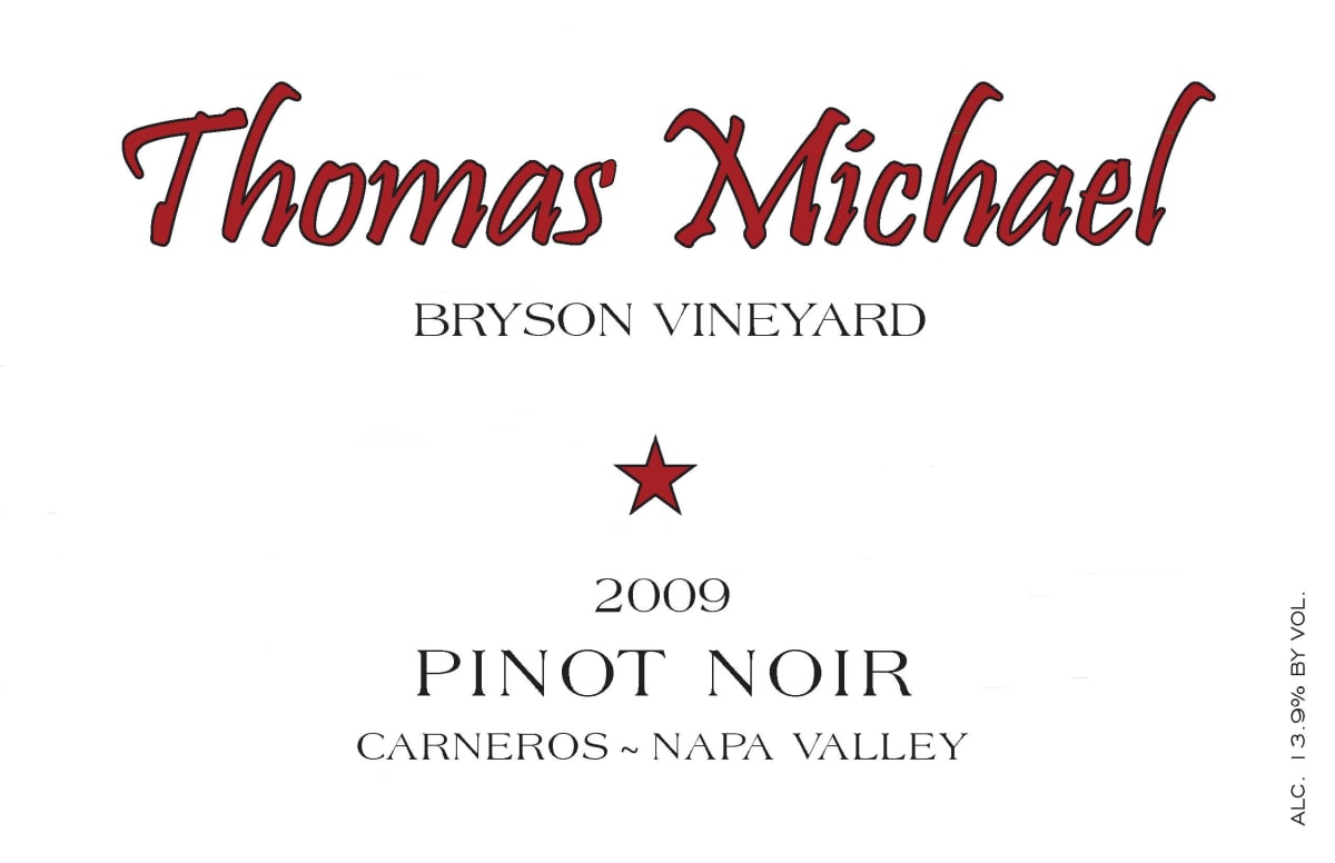 Thomas Michael Cellars Bryson Vineyard Pinot Noir 2009 Front Label