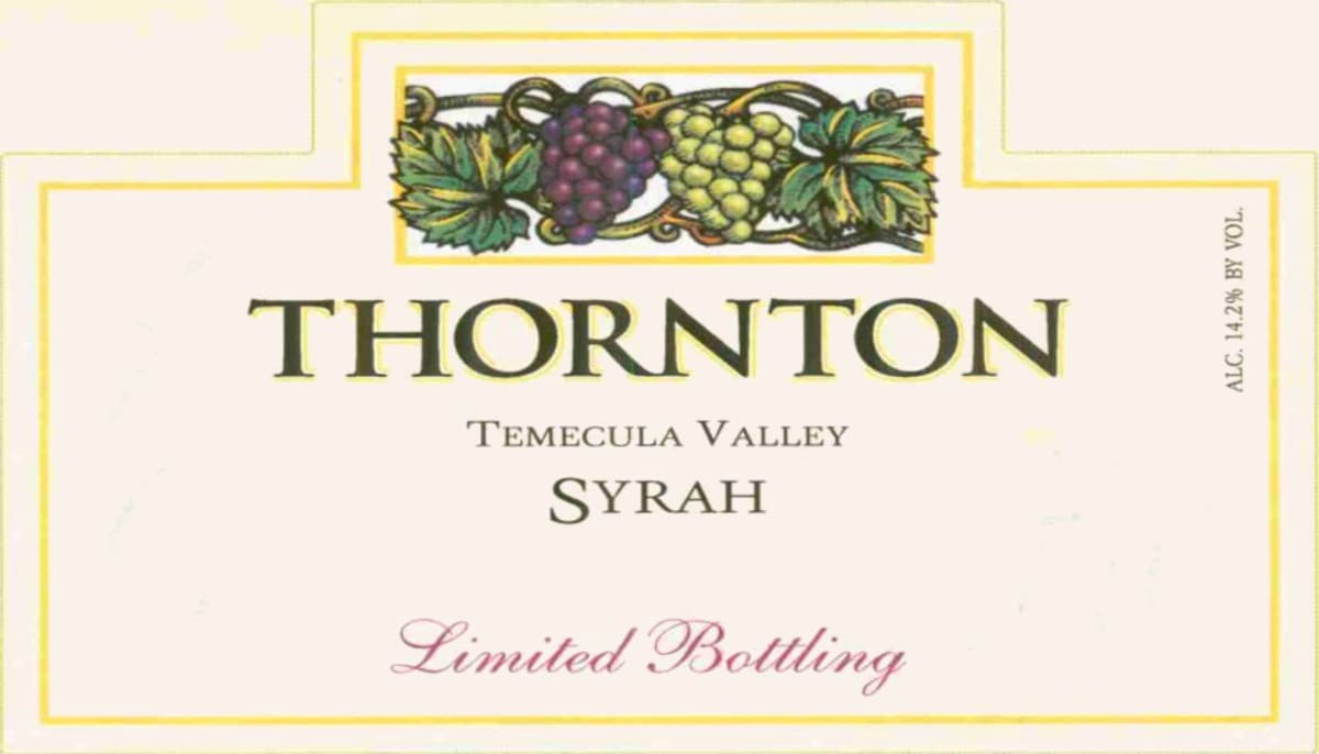 Thornton Winery Syrah 2005 Front Label