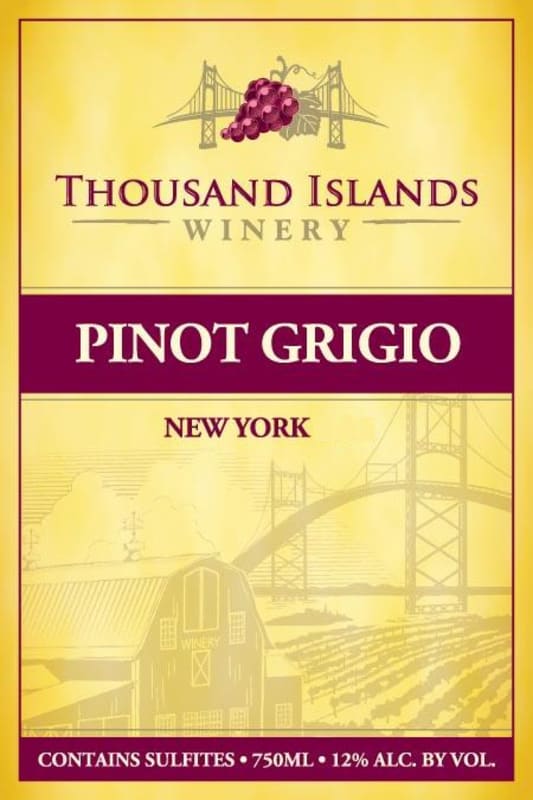 Thousand Islands Winery Pinot Grigio 2014 Front Label