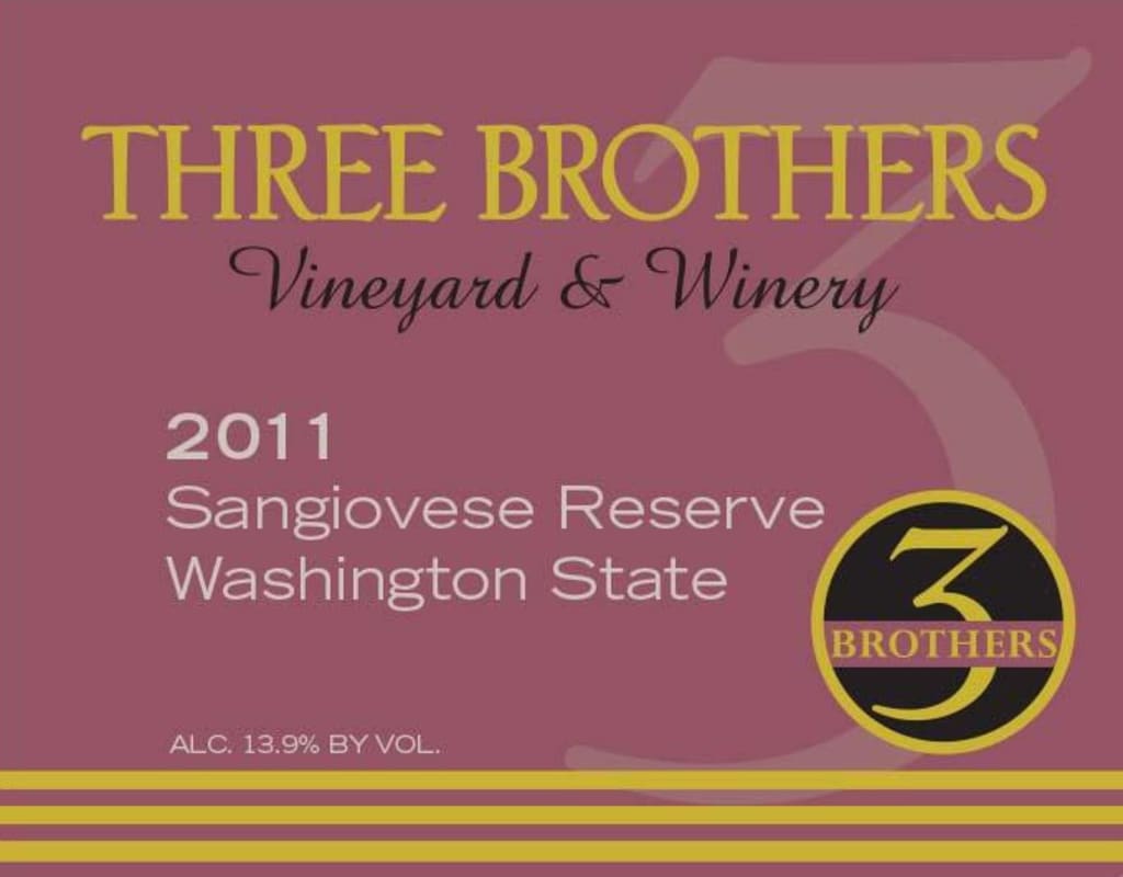 Three Brothers Vineyard and Winery Sangiovese Reserve 2011 Front Label