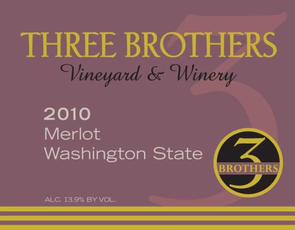 Three Brothers Vineyard and Winery Merlot 2010 Front Label