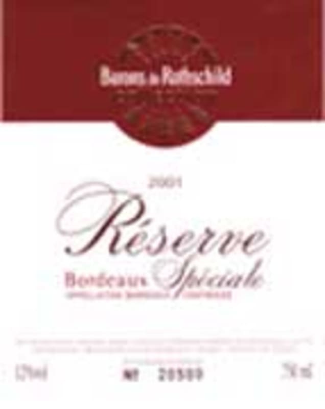 Barons de Rothschild Res. Speciale Bordeaux Blanc 2001 Front Label