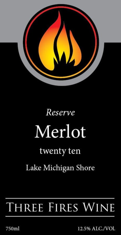 Three Fires Wine Reserve Merlot 2010 Front Label