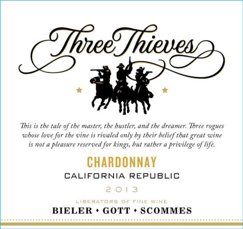 Three Thieves California Republic Chardonnay 2013 Front Label