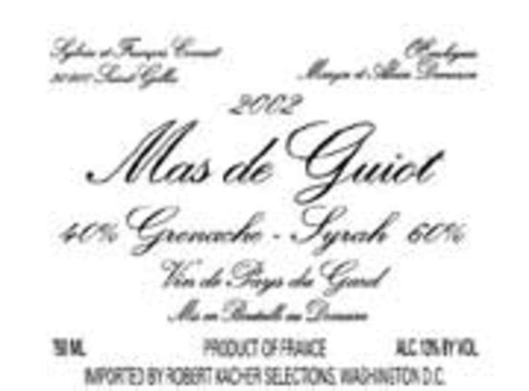 Mas de Guiot Grenache/Syrah 2002 Front Label