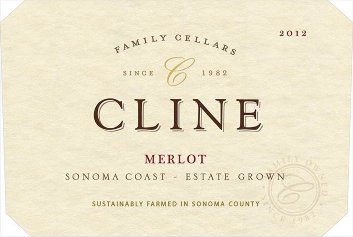 Cline Estate Merlot 2012 Front Label