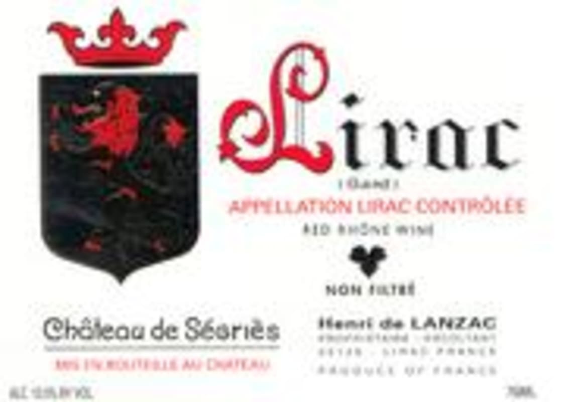 Chateau de Segries Lirac Cuvee Reservee 2000 Front Label