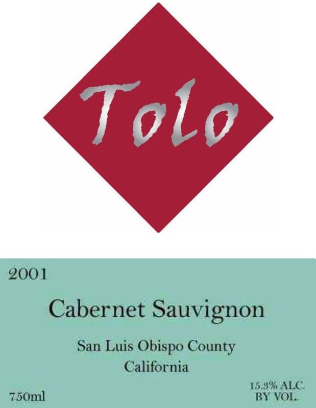 Tolo Cellars Cabernet Sauvignon 2001 Front Label