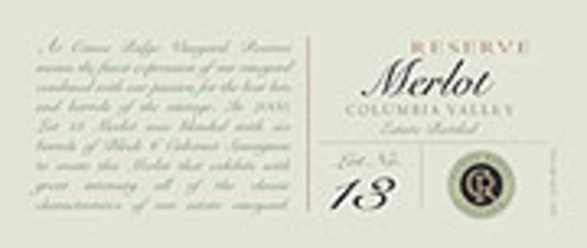 Canoe Ridge Reserve Merlot 2000 Front Label