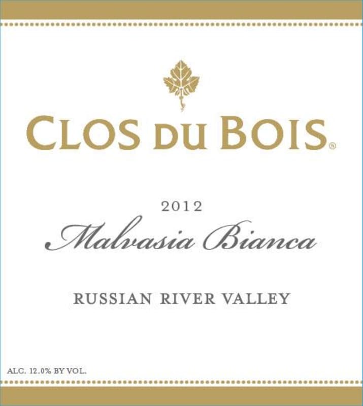 Clos du Bois Malvasia Bianca 2012 Front Label
