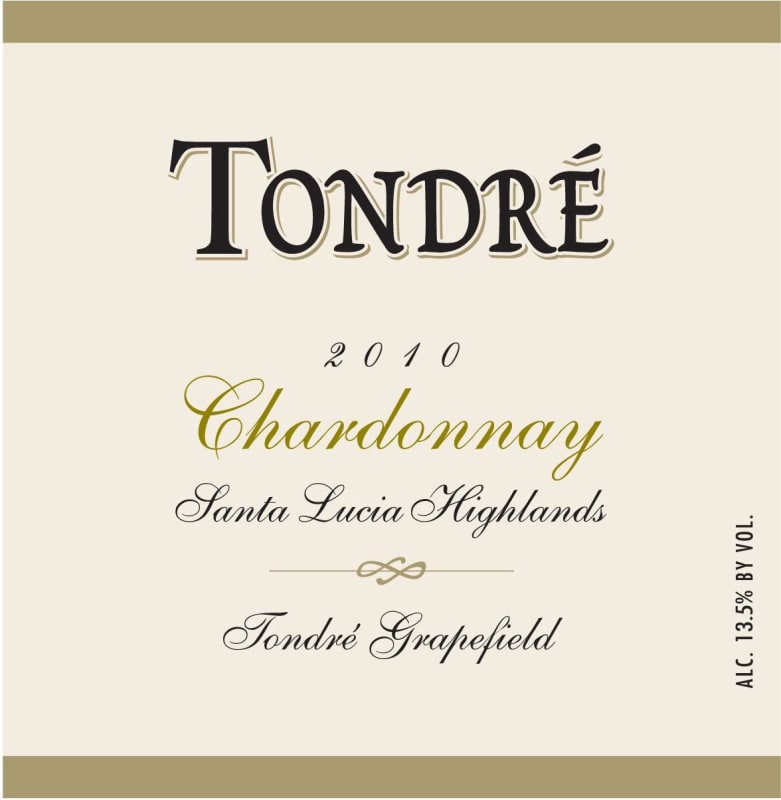 Tondre Wines Grapefield Chardonnay 2010 Front Label
