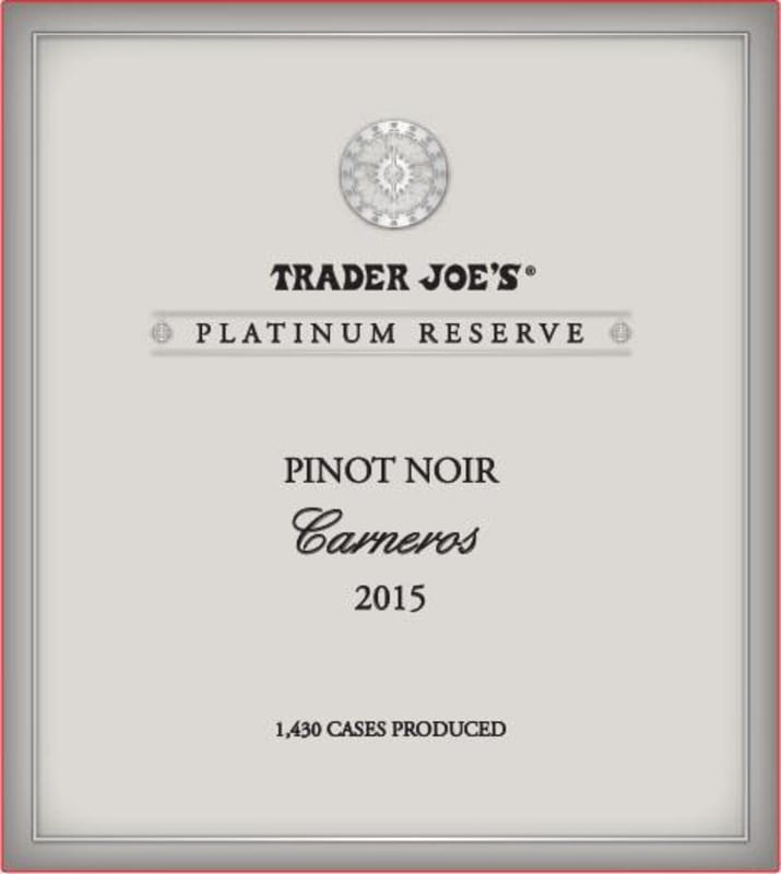 Trader Joe's Carneros Platinum Reserve Pinot Noir 2015 Front Label