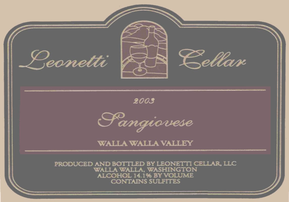 Leonetti Sangiovese 2003 Front Label