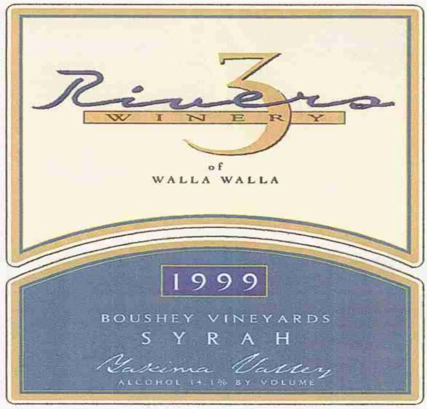 Three Rivers Boushey Syrah 1999 Front Label