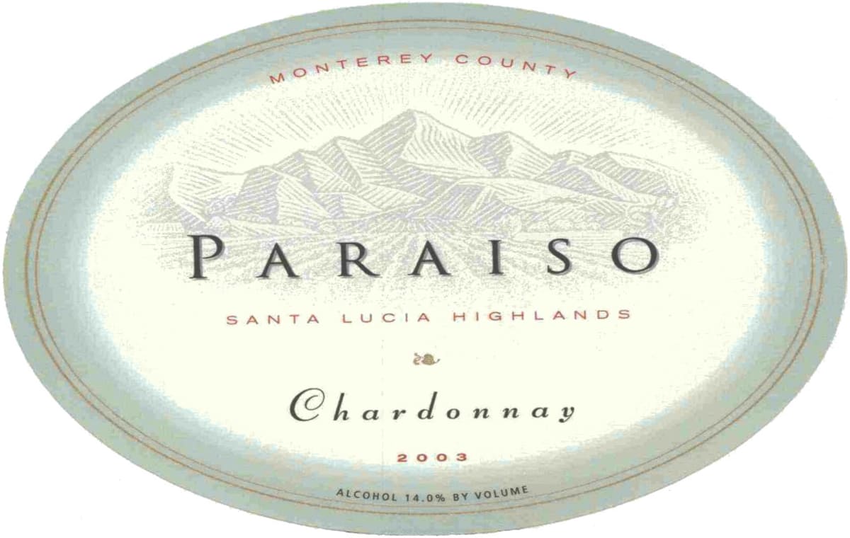 Paraiso Vineyards Chardonnay 2003 Front Label