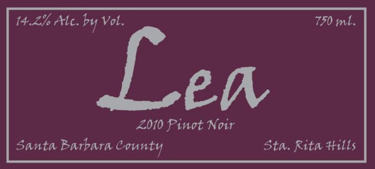Tensley Lea Pinot Noir 2010 Front Label