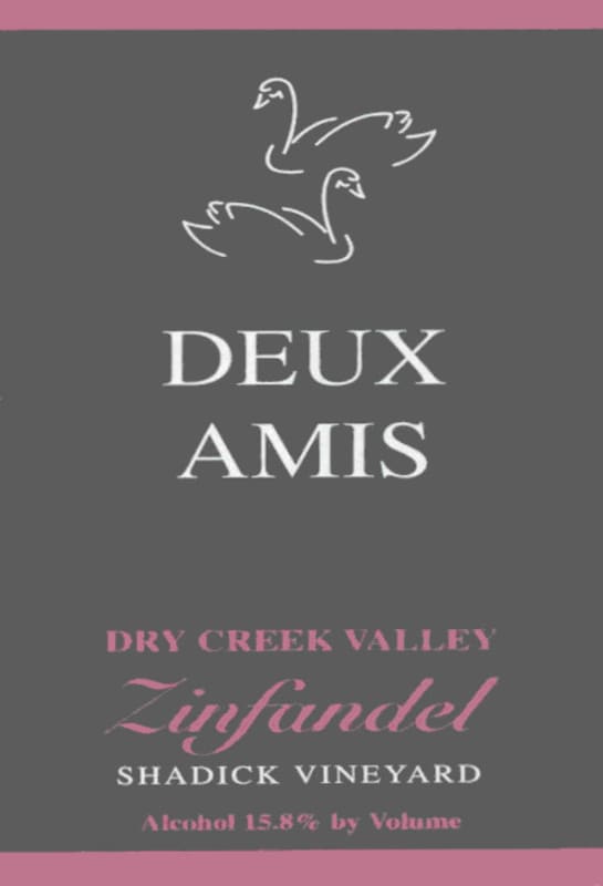 Deux Amis Shadick Vineyard Zinfandel 2005 Front Label