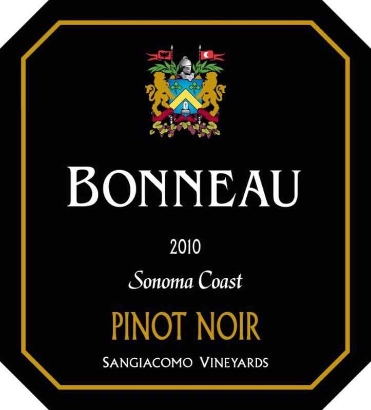 Bonneau Wines Sangiacomo Vineyards Pinot Noir 2010 Front Label
