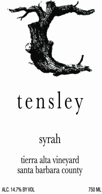 Tensley Tierra Alta Vineyard Syrah 2015 Front Label