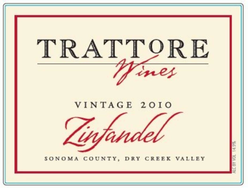 Trattore Estate Wines Zinfandel 2010 Front Label