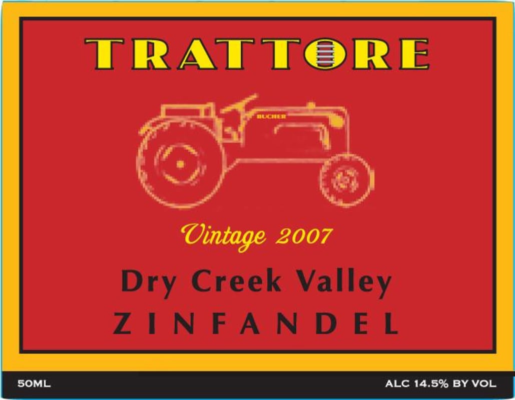 Trattore Estate Wines Zinfandel 2007 Front Label