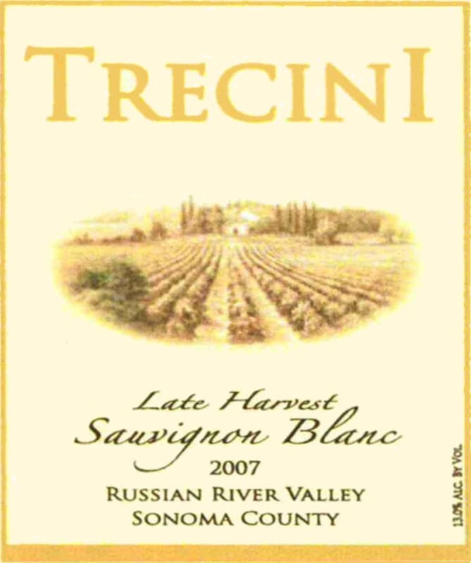 Trecini Cellars Late Harvest Sauvignon Blanc 2007 Front Label