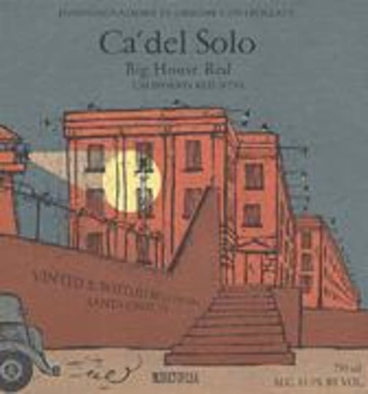 Bonny Doon Ca' del Solo Big House Red 2002 Front Label