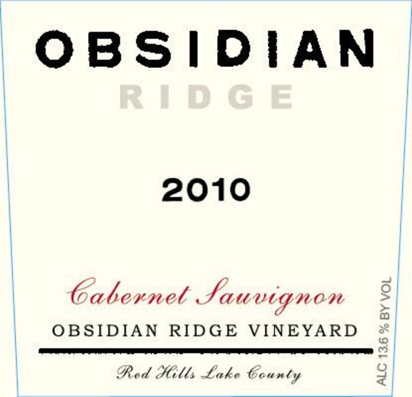 Tricycle Wine Company Obsidian Ridge Cabernet Sauvignon 2010 Front Label