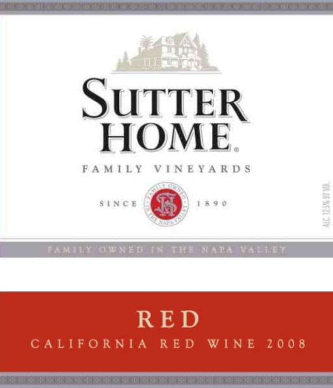 Sutter Home Red 2008 Front Label