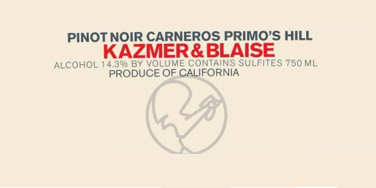 Tricycle Wine Company Primo's Hill Pinot Noir 2009 Front Label