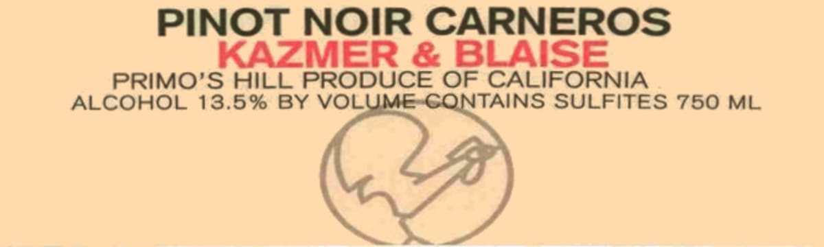 Tricycle Wine Company Primo's Hill Pinot Noir 2001 Front Label