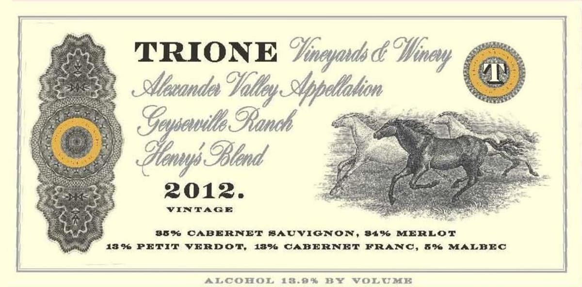 Trione Henrys 2012 Front Label