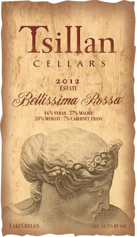 Tsillan Cellars Estate Bellisima Rossa 2012 Front Label