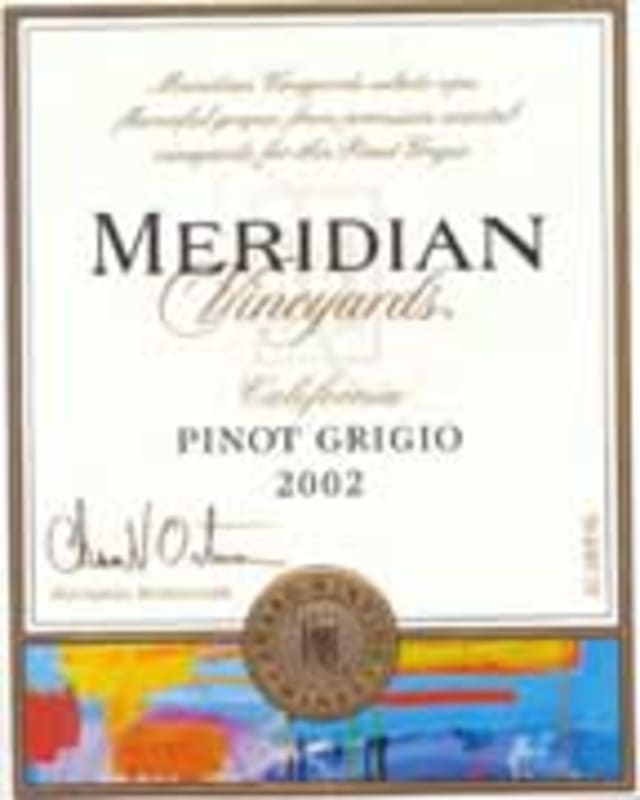 Meridian Pinot Grigio 2002 Front Label