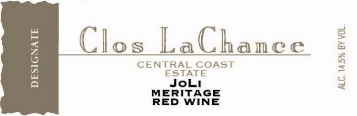 Clos LaChance Joli Meritage 2012 Front Label
