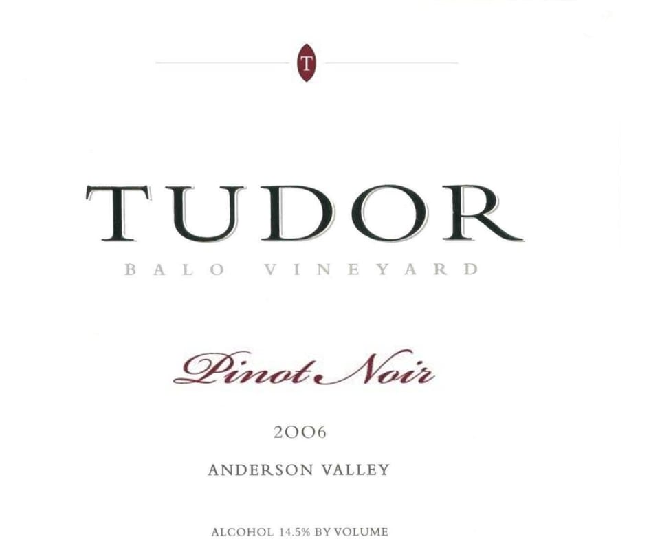 Tudor Wines Balo Pinot Noir 2006 Front Label