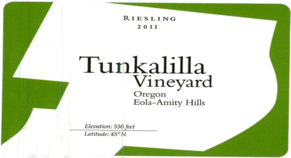 Tunkalilla Vineyard Riesling 2011 Front Label