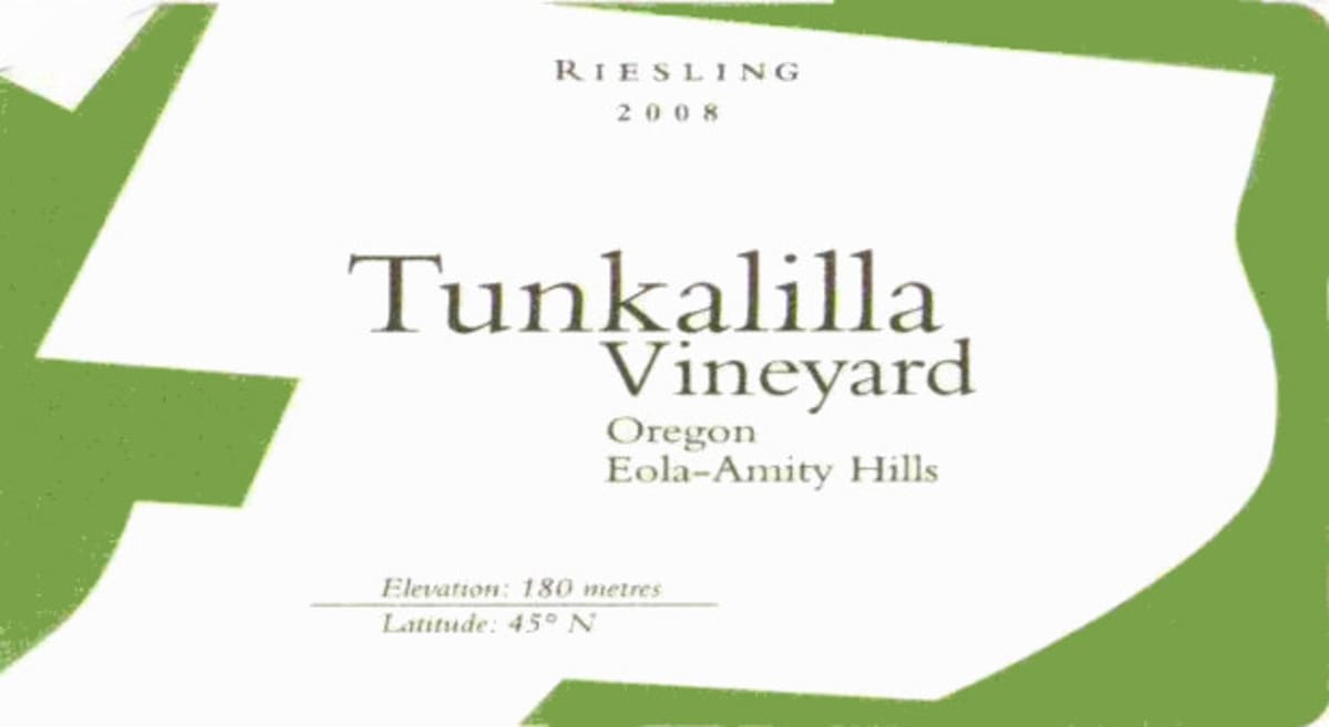 Tunkalilla Vineyard Riesling 2008 Front Label