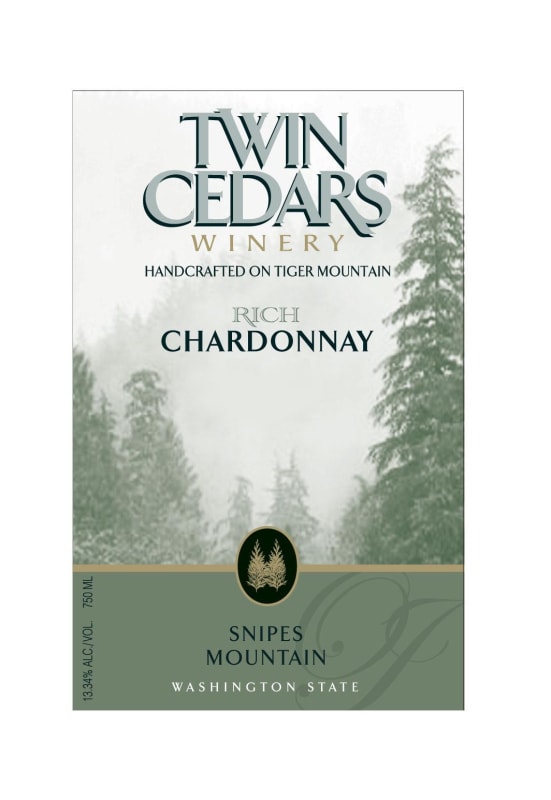 Twin Cedars Winery Rich Chardonnay 2014 Front Label
