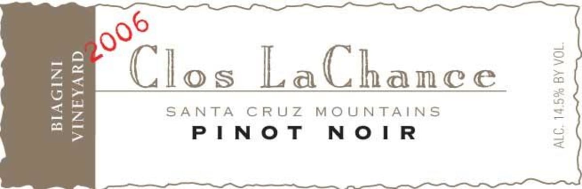 Clos LaChance Biagini Vineyard Pinot Noir 2006 Front Label