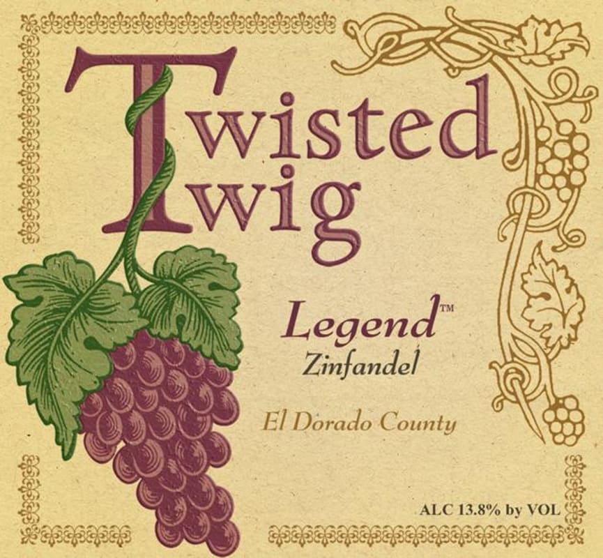 Twisted Twig Winery Legend Zinfandel 2008 Front Label